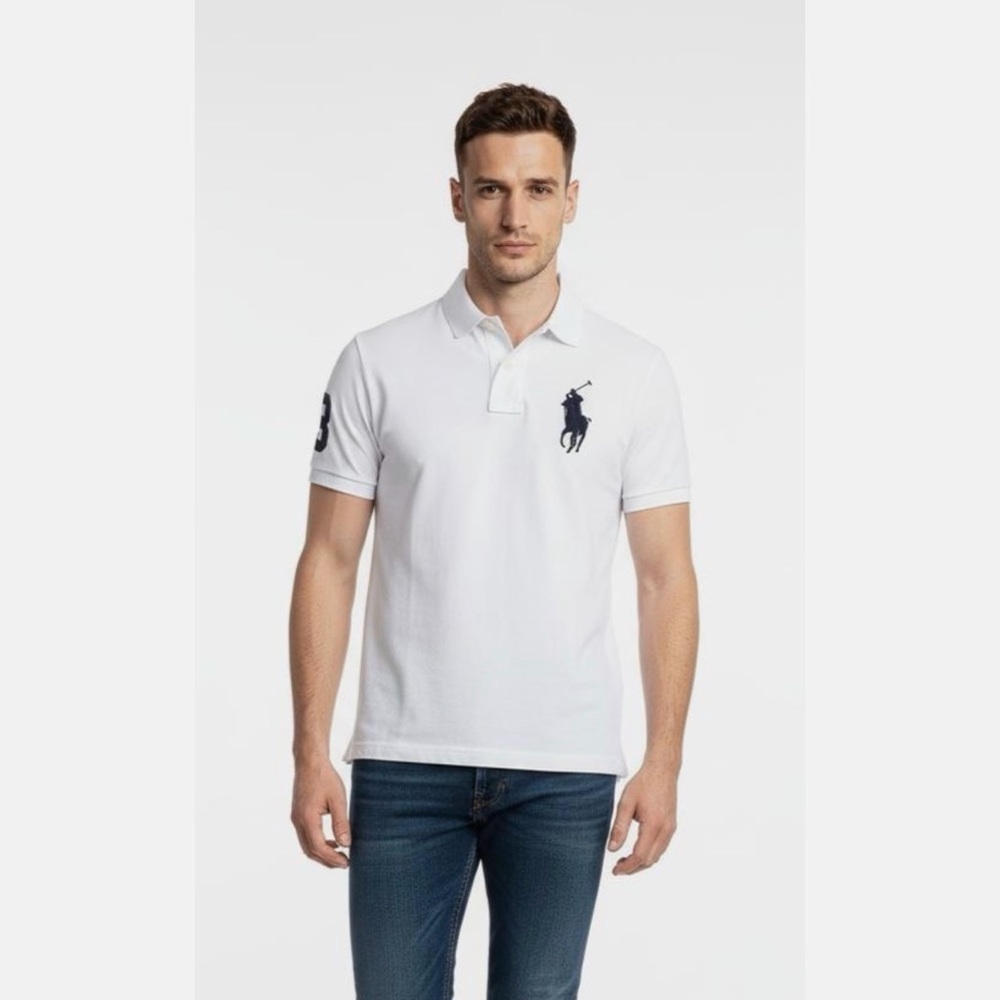 Polo by Ralph Lauren White and Navy Polo Shirt
